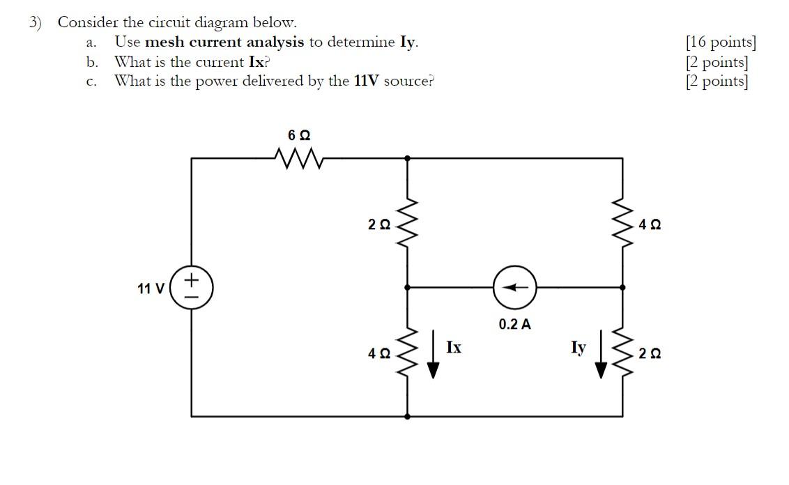 Solved a. 3) Consider the circuit diagram below. Use mesh | Chegg.com