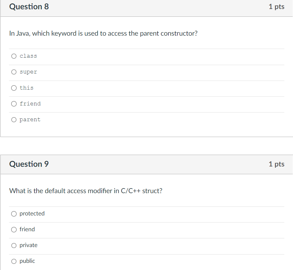 Solved In Java, which keyword is used to access the parent | Chegg.com