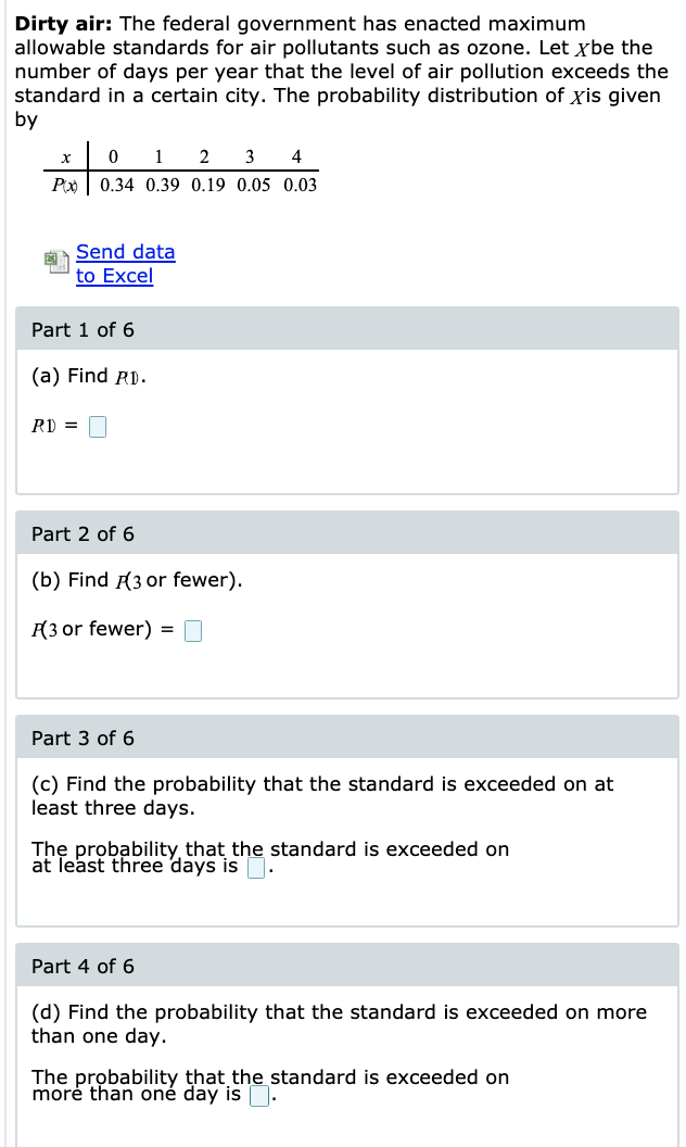 Solved Dirty air The federal government has enacted maximum