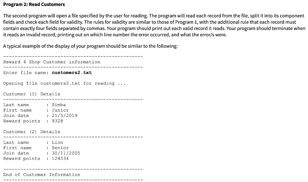 Solved Program 2: Read Customers The second program will | Chegg.com