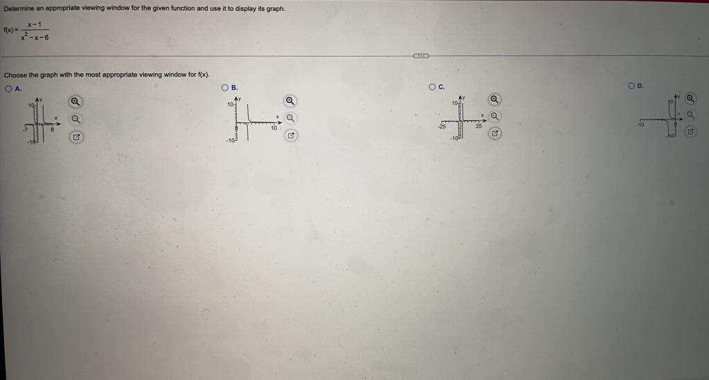 Solved Determine an appropriate viewing window for the given | Chegg.com