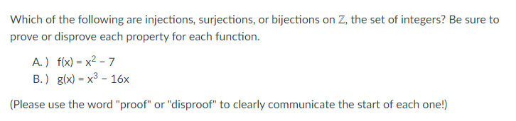 Solved Which of the following are injections, surjections, | Chegg.com