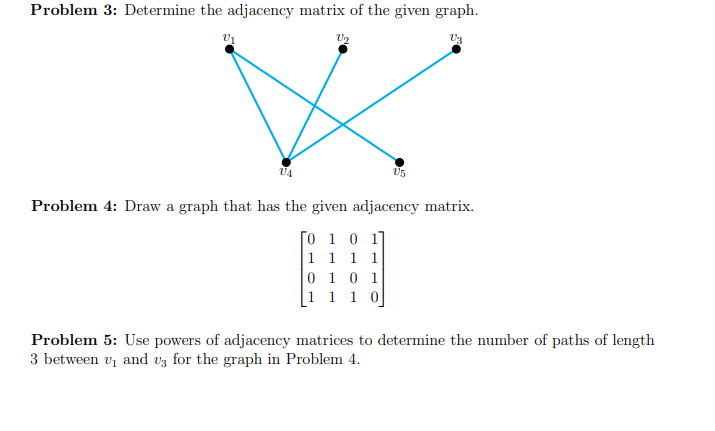 Solved Problem 3: Determine The Adjacency Matrix Of The | Chegg.com