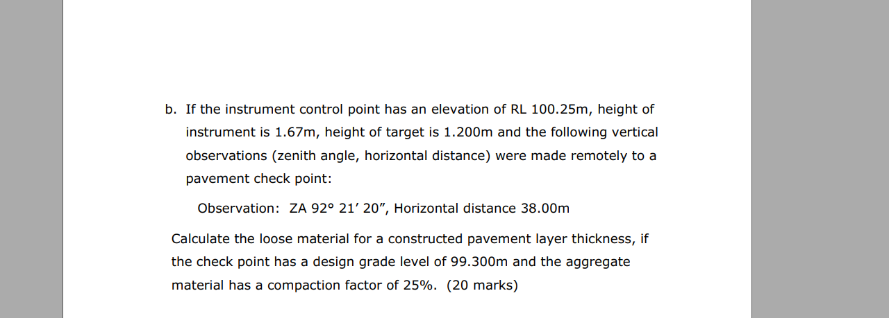 Solved b. If the instrument control point has an elevation | Chegg.com
