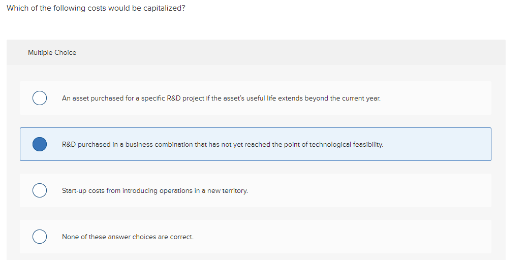Solved Which of the following costs would be capitalized?