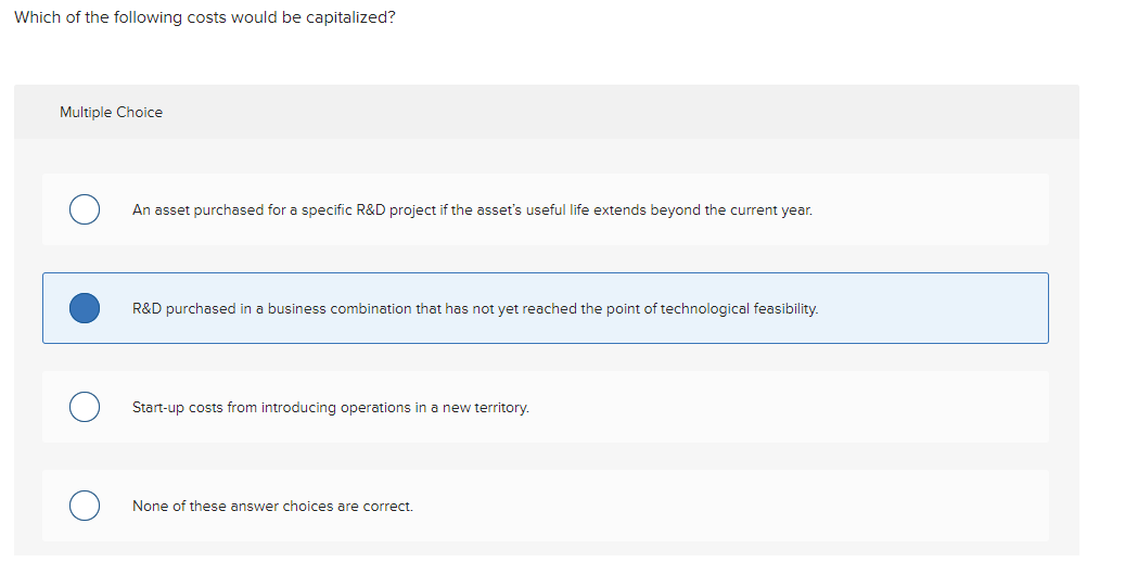 Solved Which of the following costs would be capitalized? | Chegg.com