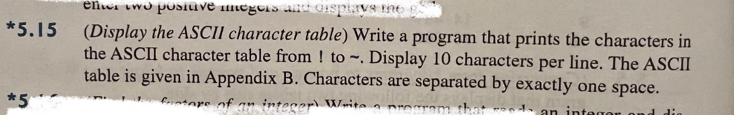 Solved I5 (Display the ASCII character table) Write a | Chegg.com