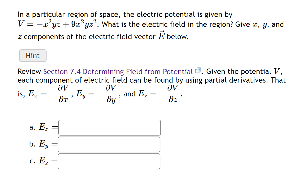 Solved In a particular region of space, the electric | Chegg.com