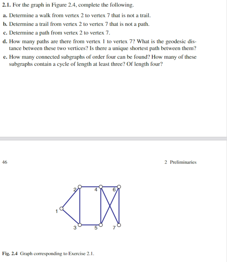 Solved 2 1 For the graph in Figure 2 4 complete the Chegg com