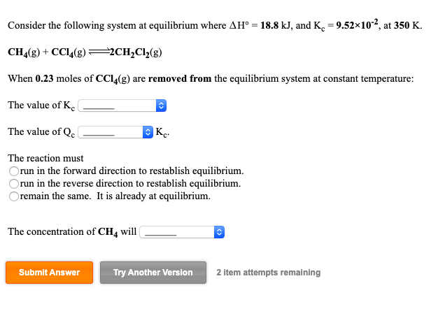 Solved Consider the following system at equilibrium where AH | Chegg.com