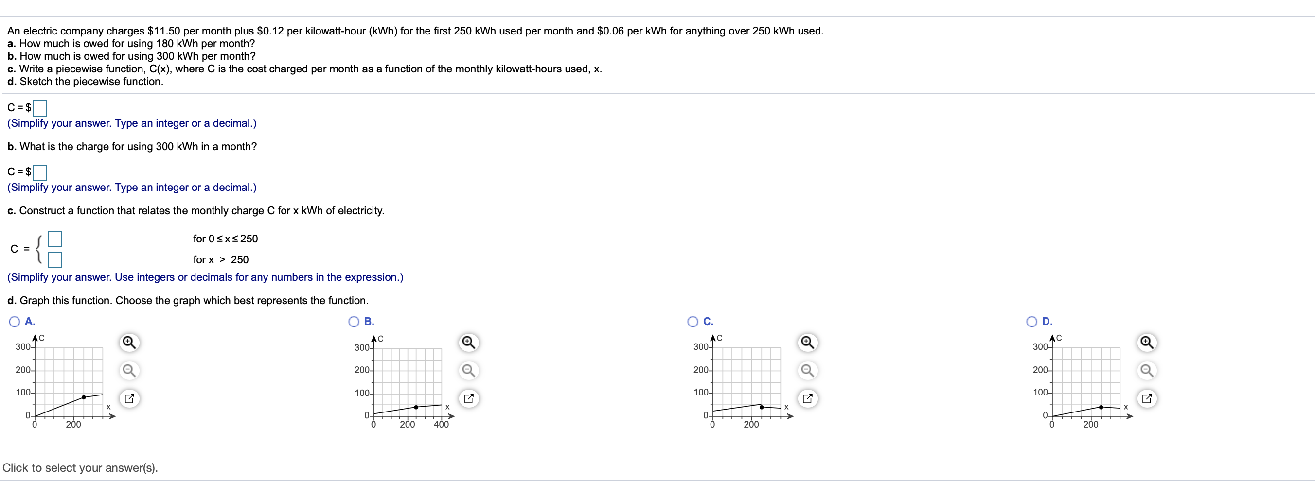 Solved An electric company charges 11.50 per month plus