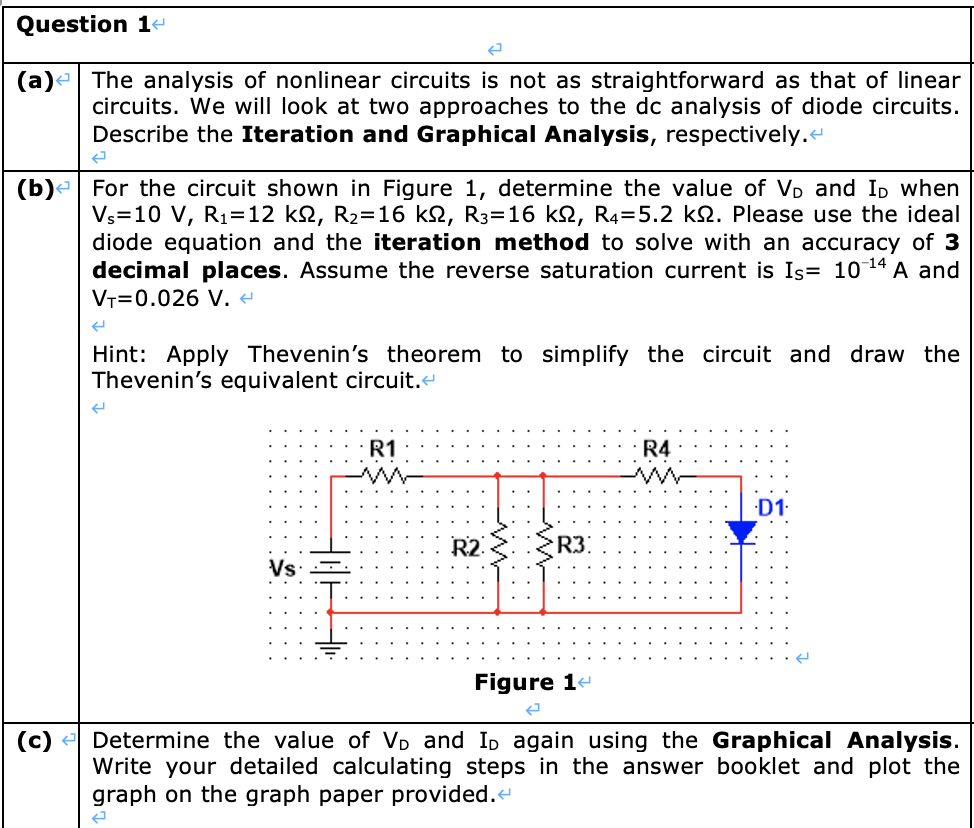 Solved Question 1 (a) The analysis of nonlinear circuits is | Chegg.com