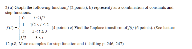 Solved 2) a) Graph the following function f ( 2 points), b) | Chegg.com
