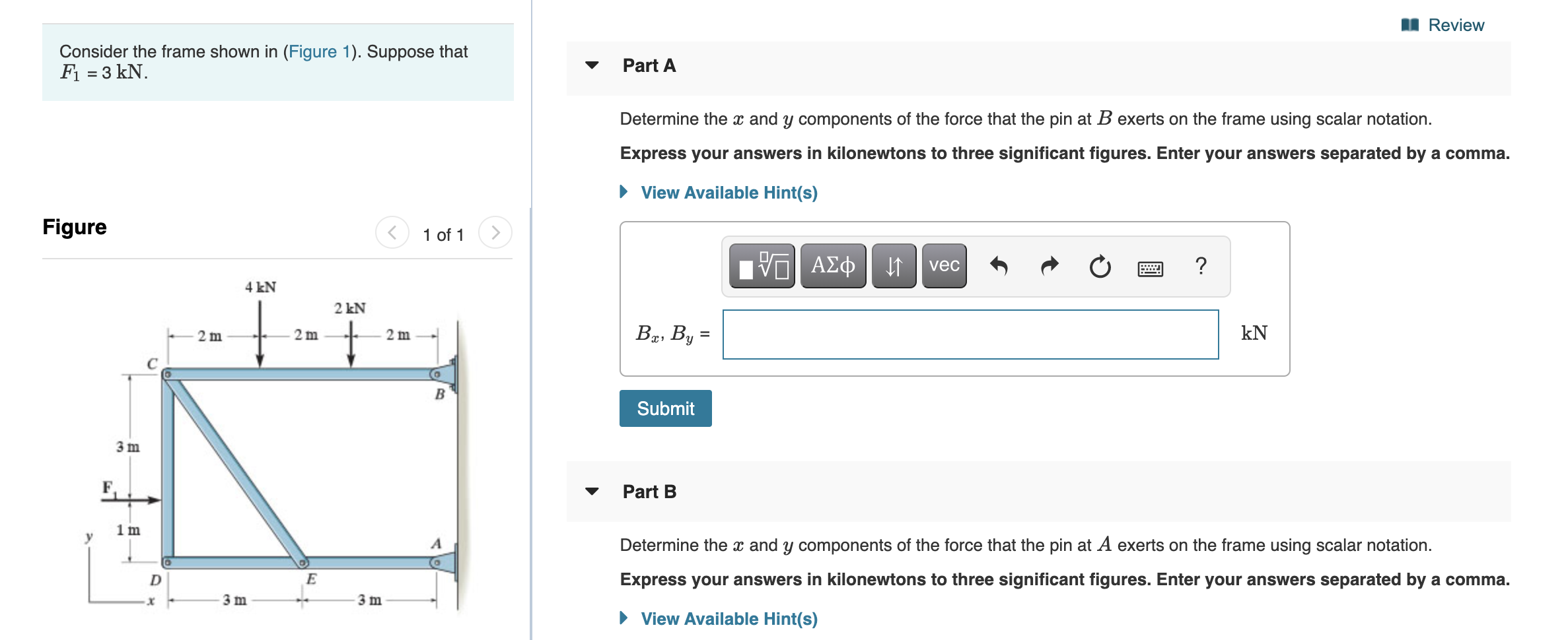 Solved | Review Consider the frame shown in (Figure 1). | Chegg.com