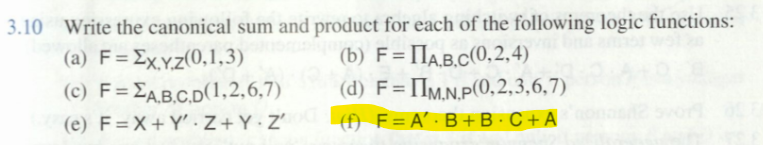 Solved 10 Write The Canonical Sum And Product For Each Of | Chegg.com