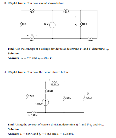 Solved 3. [25 pts] Given: You have circuit shown below. | Chegg.com