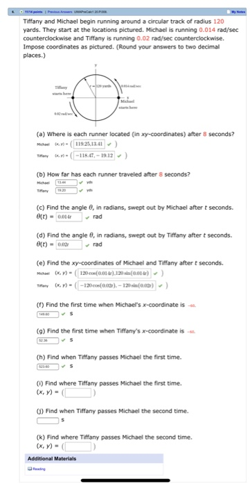 Solved Tiffany and Michael begin running around a circular | Chegg.com