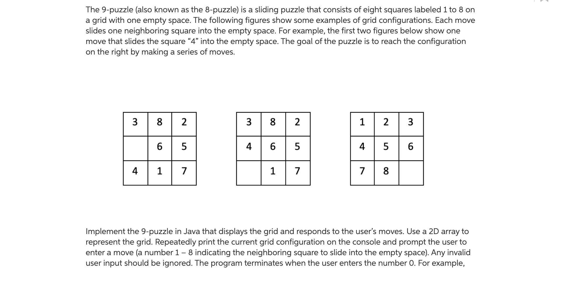 The 9-puzzle (also known as the 8-puzzle) is a | Chegg.com
