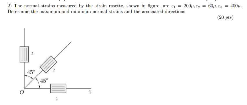 Solved = 2) The normal strains measured by the strain | Chegg.com