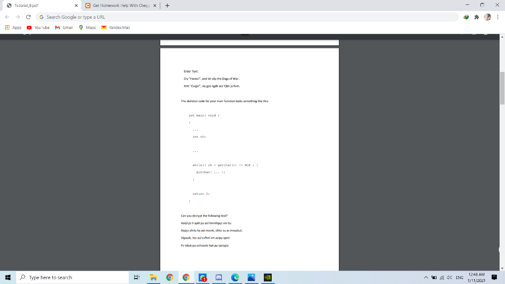 Solved > Tutorial_8.pdf x C Get Homework Help With Che X | + | Chegg.com