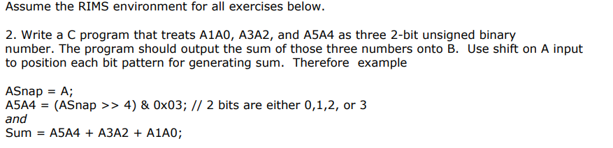 Solved 2. Write a C program that treats A1A0,A3A2, and A5A4 | Chegg.com