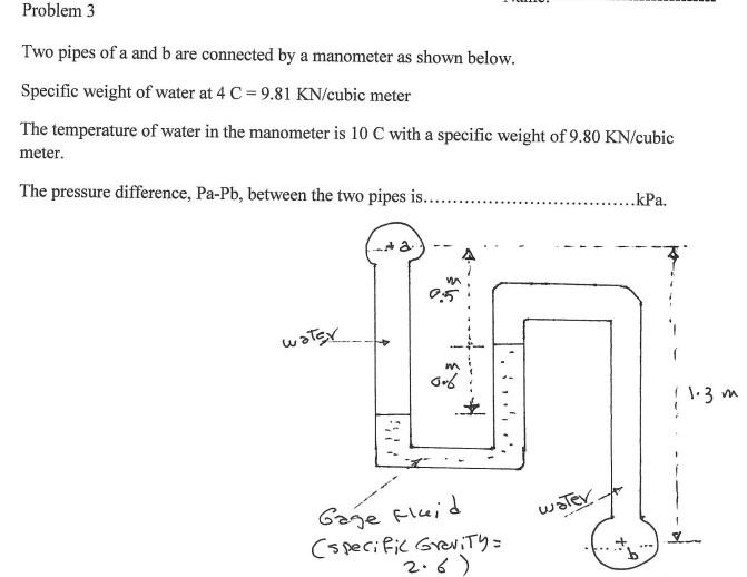 Solved Problem 3 Two Pipes Of A And B Are Connected By A | Chegg.com