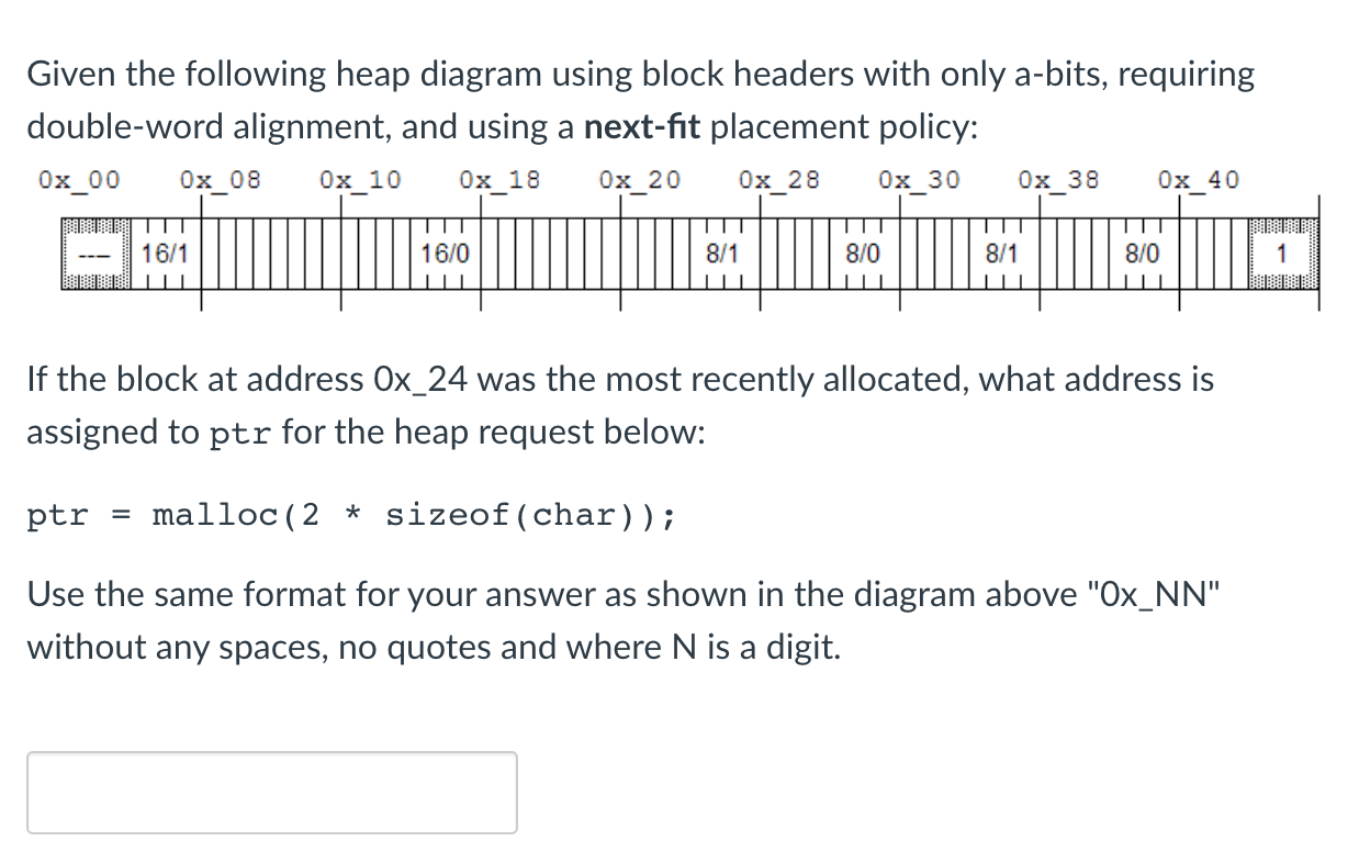 Solved Given the following heap diagram using block headers | Chegg.com