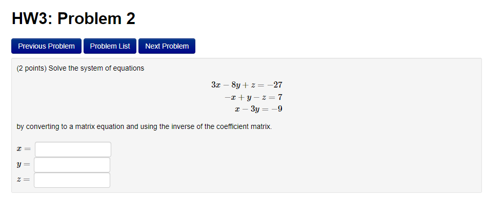 Solved HW3: Problem 2 Previous Problem Problem List Next | Chegg.com