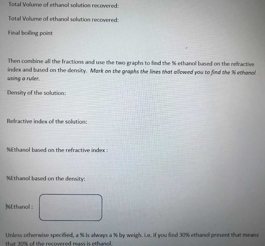 Refractive Index of Ethanol / Water mixture 1.37 | Chegg.com
