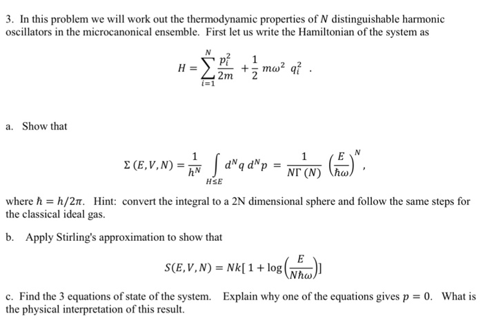 Solved In this problem we will work out the thermodynamic | Chegg.com