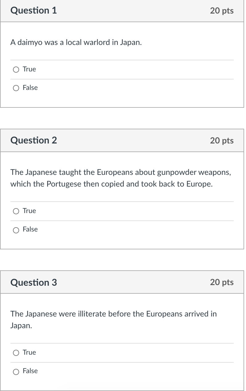 Solved Question 1 Pts A Daimyo Was A Local Warlord In Chegg Com