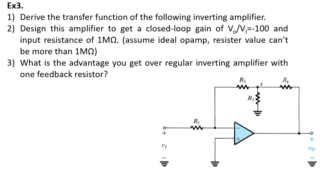 Solved Ex3. 1) Derive the transfer function of the following | Chegg.com