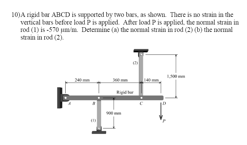 Solved 10)A Rigid Bar ABCD Is Supported By Two Bars, As | Chegg.com