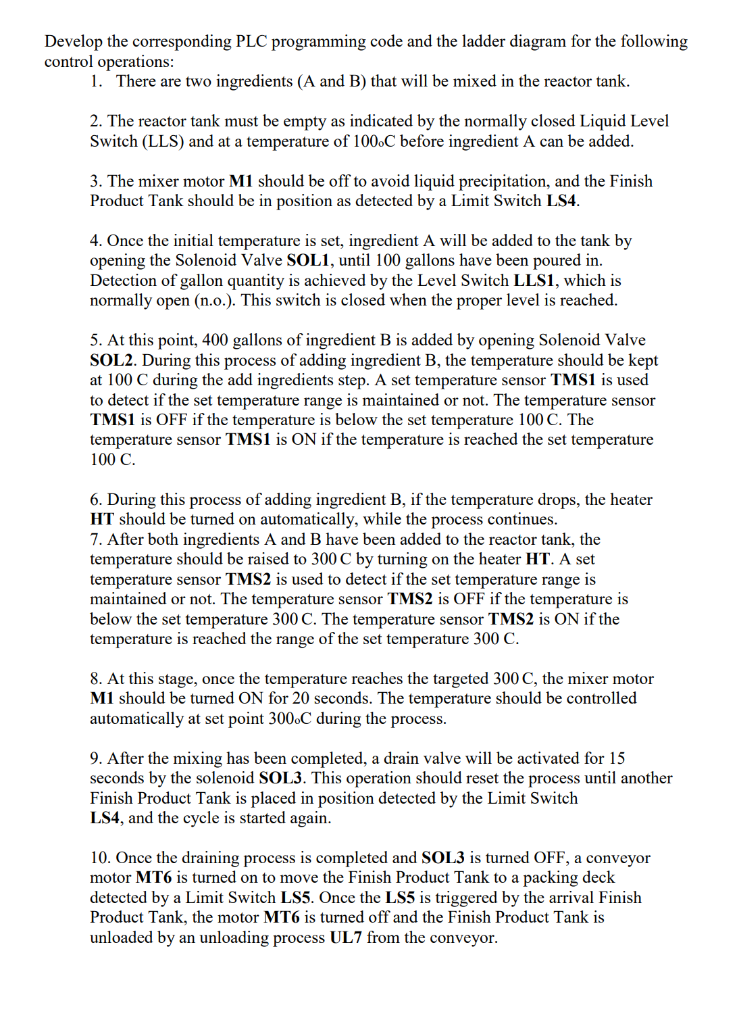 Solved Developing Control for Automating Batching