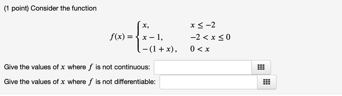 Solved (1 point) Consider the function | Chegg.com