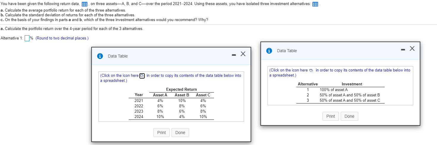 Solved You have been given the following return data, on | Chegg.com