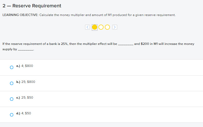 Solved 2 – Reserve Requirement LEARNING OBJECTIVE: Calculate | Chegg.com