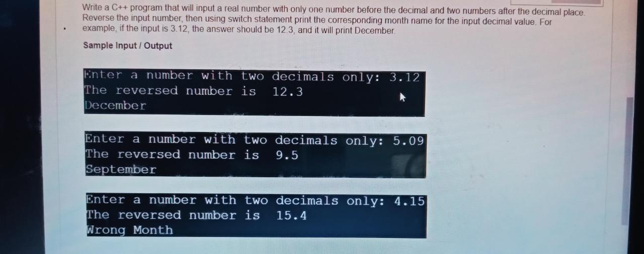 Solved Write a C++ program that will input a real number | Chegg.com