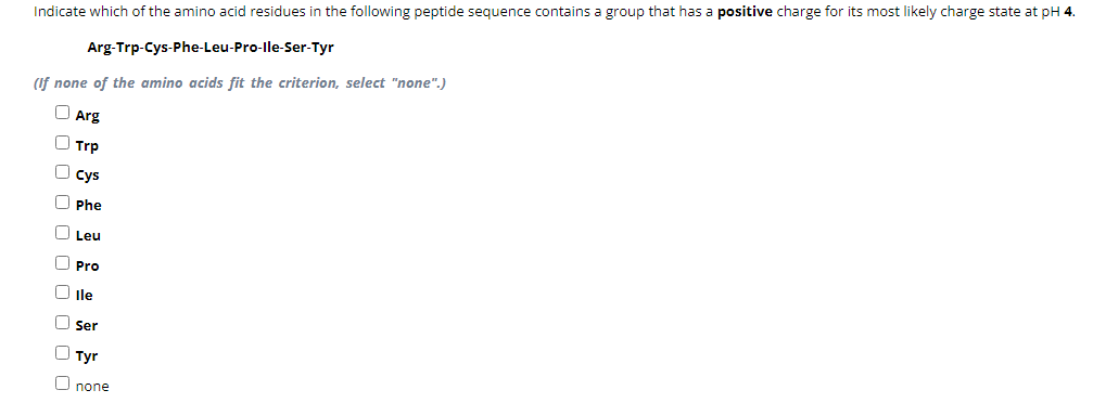 Solved Indicate which of the amino acid residues in the | Chegg.com