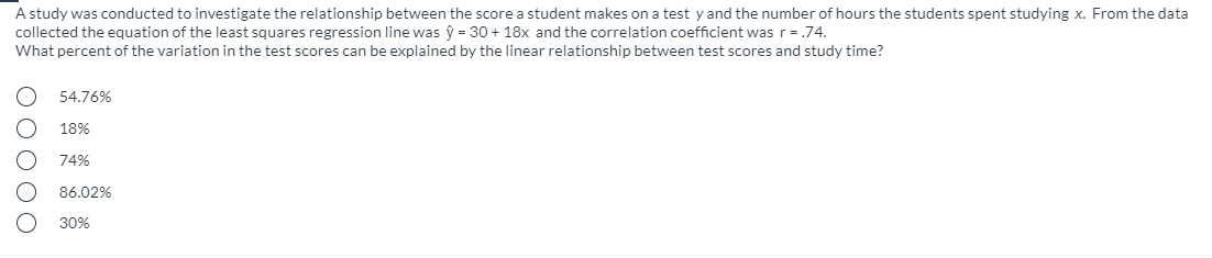 Solved A study was conducted to investigate the relationship | Chegg.com