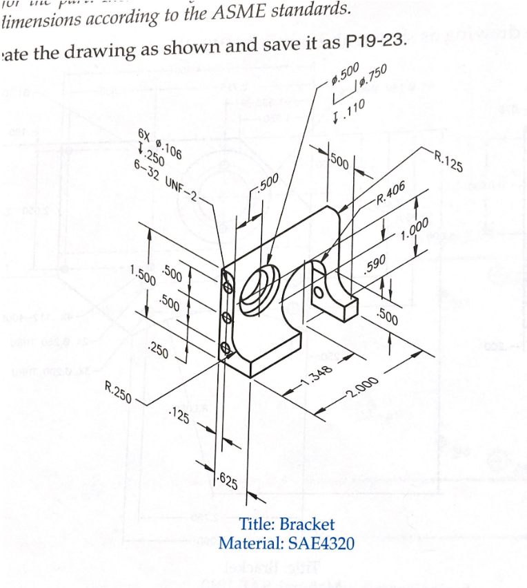 Solved limensions according to the ASME standards. ate the | Chegg.com