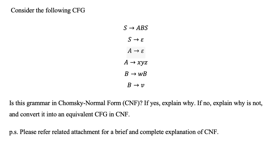 Solved Consider The Following Cfg S Abs S E A E A Chegg Com