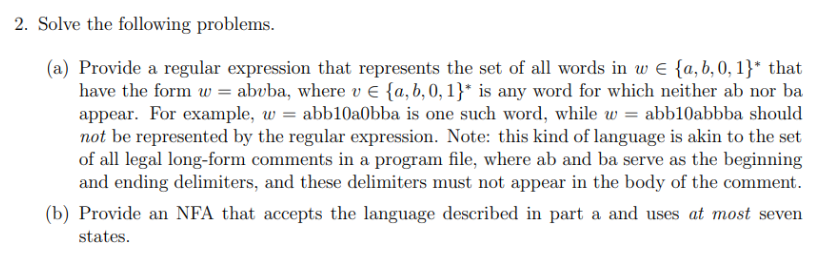 Solved Solve the following problems. (a) Provide a regular | Chegg.com