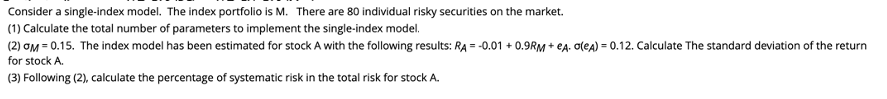 Consider a single-index model. The index portfolio is | Chegg.com