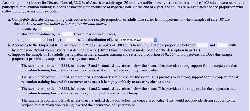 Solved According to the Centers for Disease Control and