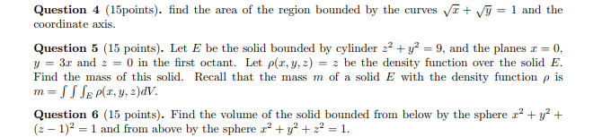 Solved Question 4 (15points). find the area of the region | Chegg.com