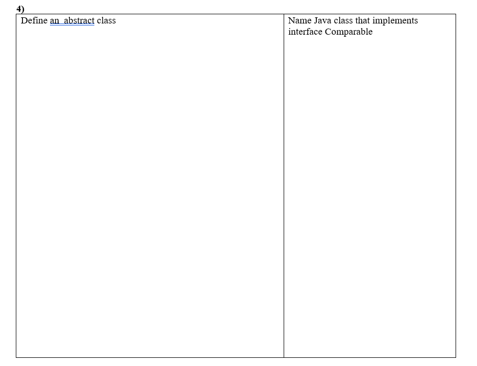Solved Define an abstract class Name Java class that | Chegg.com