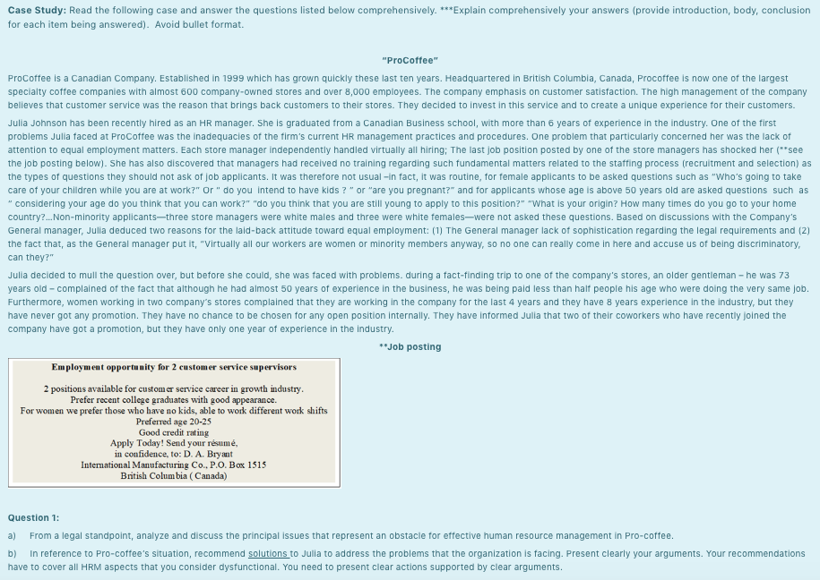 Solved Case Study: Read the following case and answer the | Chegg.com