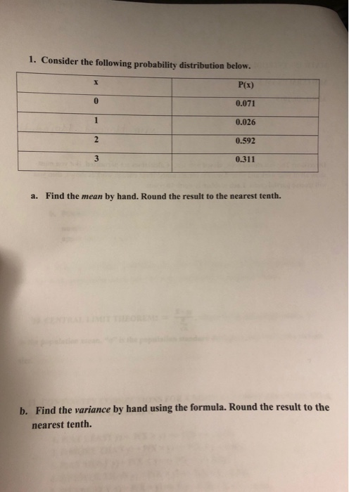 Solved 1. Consider the following probability distribution | Chegg.com
