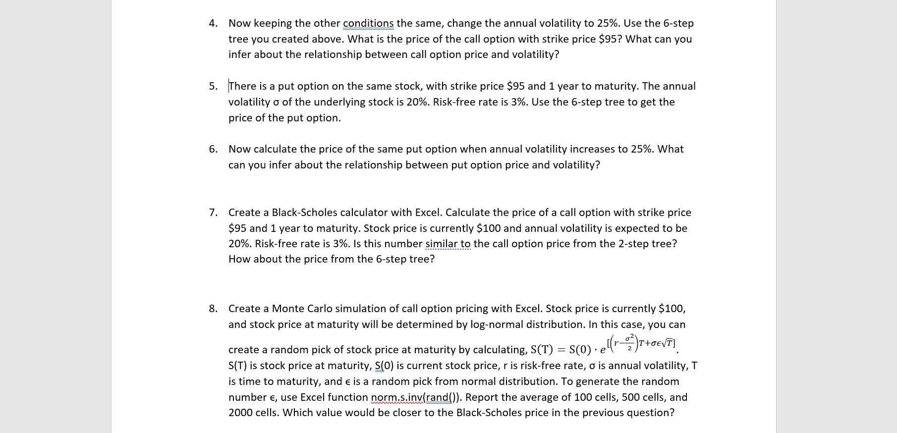 Option Pricing 1. The sample tree you got has 2 | Chegg.com